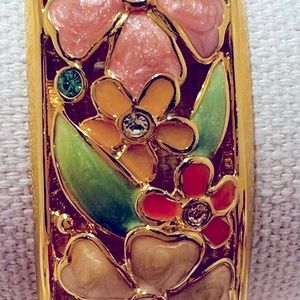 Joan Rivers Collection Hinge Closure Simulated Gem Floral Bangle Bracelet